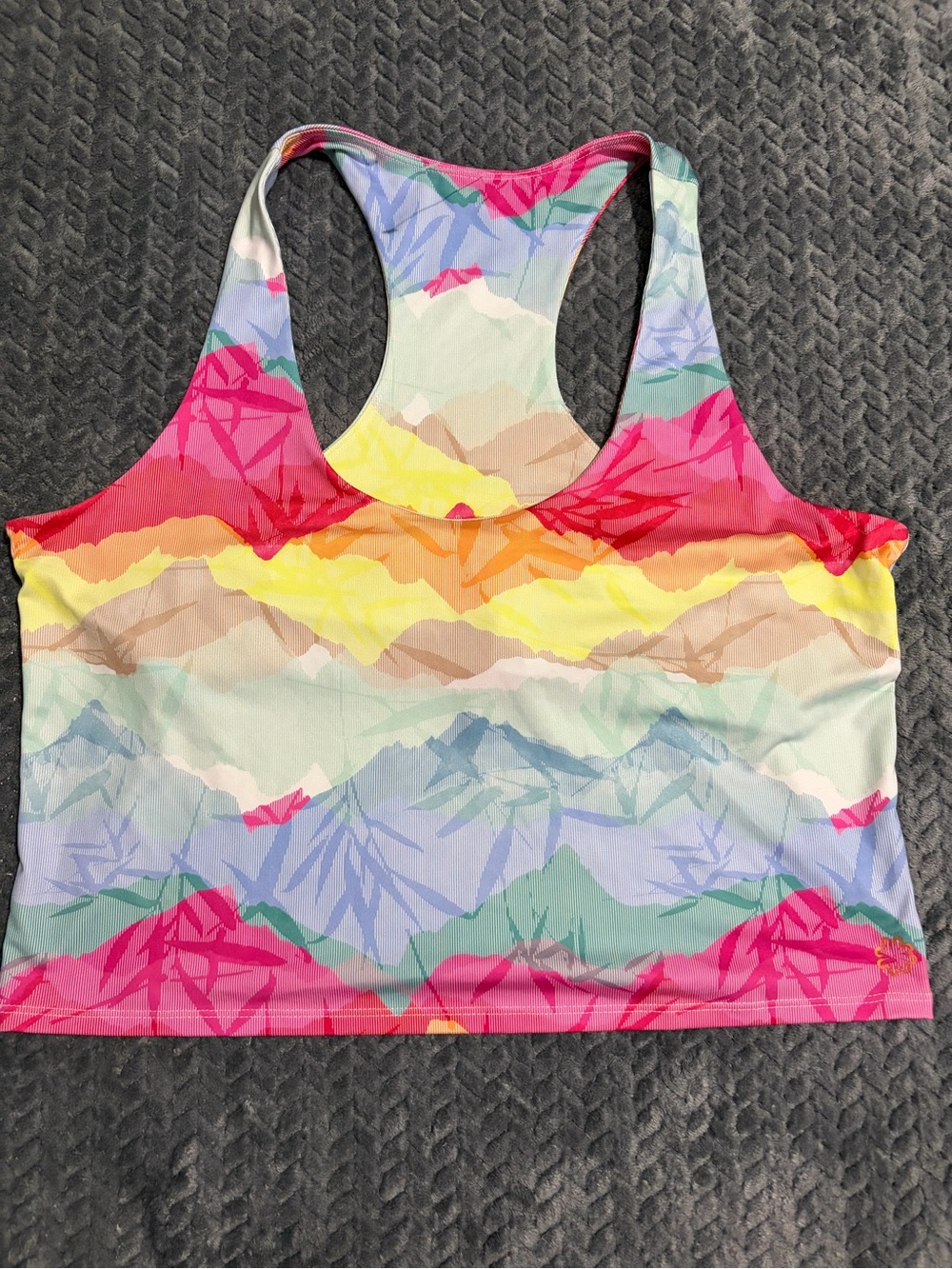Pro Player Multicolor Mountain Print Racerback Sports Bra